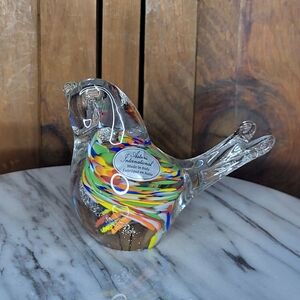 Multicolor Glass Bird Figurine